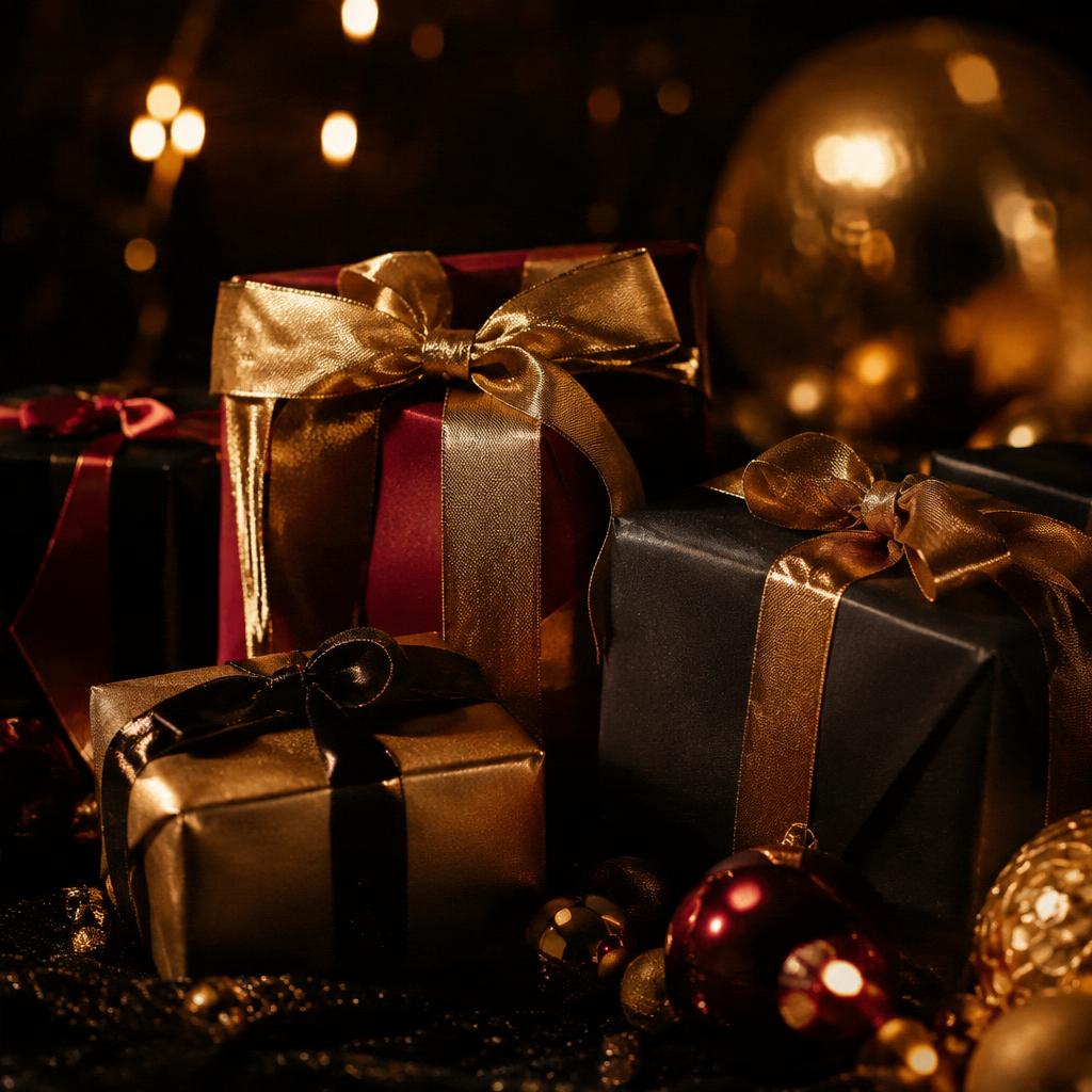Luxueuze kerstcadeautjes in warm licht
